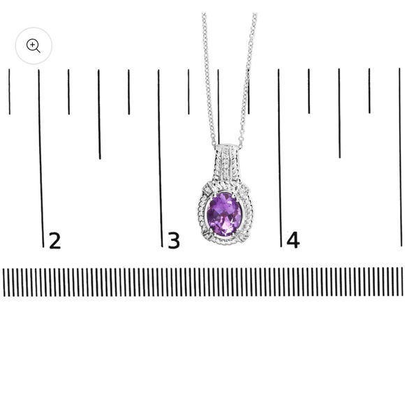 Haus of Brilliance .925 Sterling Silver Amethyst & Diamond Pendant 18” Necklace - Picture 4 of 4